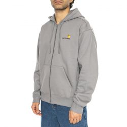 CARHARTT WIP-Hooded American Script Jacket Yosemite - Felpa con Cappuccio e Zip Uomo Grigia