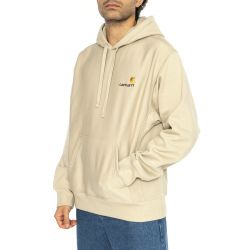 CARHARTT WIP-Hooded American Script Sweat Fleur De Sel - Felpa con Cappuccio Uomo Beige