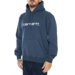 CARHARTT WIP-Hooded Carhartt Sweat Squid / Salt - Felpa con Cappuccio Uomo Blu
