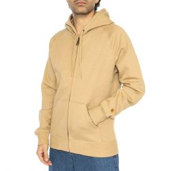 CARHARTT WIP-Hooded Chase Jacket Dusty H Brown / Gold - Felpa con Cappuccio e Zip Uomo Beige