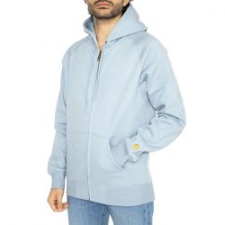CARHARTT WIP-Hooded Chase Jacket Frosted Blue / Gold - Felpa con Cappuccio Uomo Blu