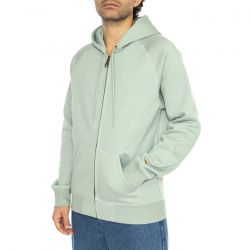 CARHARTT WIP-Hooded Chase Jacket Frosted Green / Gold - Felpa con Cappuccio e Zip Uomo Verde
