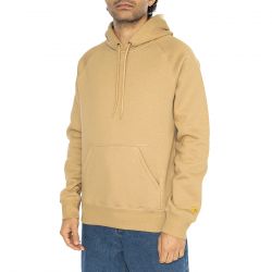 CARHARTT WIP-Hooded Chase Sweat Dusty H Brown / Gold - Felpa con Cappuccio Uomo Beige