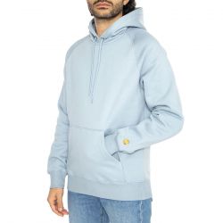 CARHARTT WIP-Hooded Chase Sweat Frosted Blue / Gold - Felpa con Cappuccio Uomo Blu