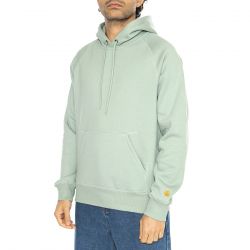 CARHARTT WIP-Hooded Chase Sweat Frosted Green / Gold - Felpa con Cappuccio Uomo Verde