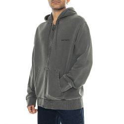 CARHARTT WIP-Hooded Duster Script Jacket Black garment dyed