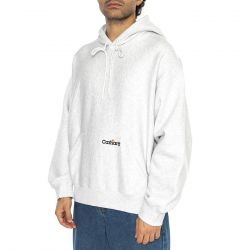 CARHARTT WIP-Hooded Label Script Sweat Ash Heather - Felpa con Cappuccio Uomo Grigia