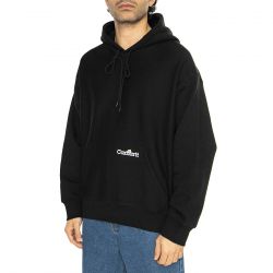 CARHARTT WIP-Hooded Label Script Sweat Black - Felpa con Cappuccio Uomo Nera