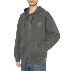 CARHARTT WIP-Hooded Nelson Jacket Graphite - Felpa con Cappuccio e Zip Uomo Grigia