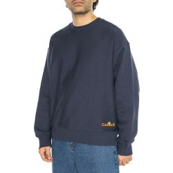 CARHARTT WIP-Label Script Sweat Blue - Felpa Girocollo Uomo Blu