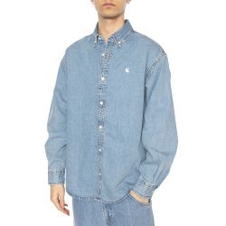 CARHARTT WIP-L/S Lucas Shirt Blue - Camicia Denim Jeans Uomo Blu