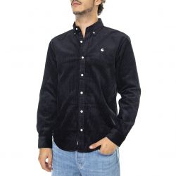 CARHARTT WIP-L/S Madison Cord Shirt Dark Navy / Wax - Camicia in Velluto Uomo Blu-I029958-0COXX