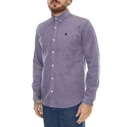 CARHARTT WIP-L/S Madison Cord Shirt Glassy Purple / Black 