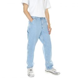 CARHARTT WIP-M' Single Knee Pant Blue Heavy Stone Bleached - Pantaloni Denim Jeans Uomo Blu