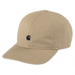 CARHARTT WIP-Madison Logo Cap Leather / Black - Cappellino con Visiera Beige-I023750-0DKXX