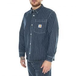 CARHARTT WIP-Orlean Shirt Jac Orlean Stripe, Blue / White /stone washed - Camicia Uomo Blu