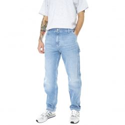 CARHARTT WIP-Ruck Single Knee Pant Blue Light True Washed - Pantaloni Denim Jeans Uomo Blu-I022948-01ZO