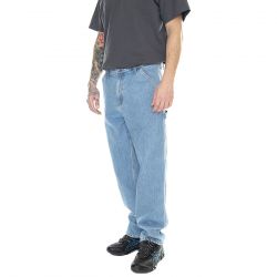 CARHARTT WIP-Single Knee Pant Blue /stone bleached - Pantaloni Denim Jeans Uomo Blu