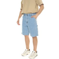 CARHARTT WIP-Single Knee Short Blue /heavy stone bleached - Bermuda Uomo Denim Jeans Blu