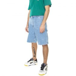CARHARTT WIP-Single Knee Short Blue Stone Bleached - Bermuda Denim Jeans Uomo Blu