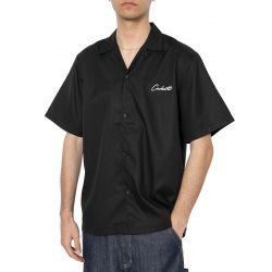 CARHARTT WIP-S/S Delray Shirt Black / White - Camicia Maniche Corte Uomo Nera