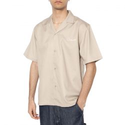 CARHARTT WIP-S/S Delray Shirt Fleur de Sel / White - Camicia Maniche Corte Uomo Beige