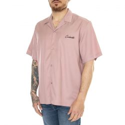 CARHARTT WIP-S/S Delray Shirt Glassy Pink / Black - Camicia Maniche Coirte Uomo Rosa