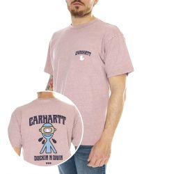 CARHARTT WIP-S/S Duckin' T-Shirt Glassy Pink /garment dyed - Maglietta Girocollo Uomo Rosa