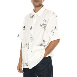 CARHARTT WIP-S/S Stamp Shirt Stamp Print, Wax - Camicia Maniche Corte Uomo Bianca