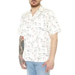 CARHARTT WIP-S/S Sumor Shirt Outline Print, Wax - Camicia Maniche Corte Uomo Beige / Multicolore