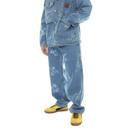 CARHARTT WIP-Stamp Pant Stamp Print, Blue bleached