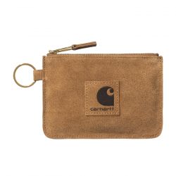 CARHARTT WIP-Suede Zip Wallet Hamilton Brown