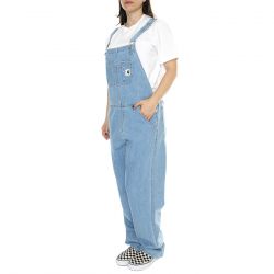 CARHARTT WIP-W' Bib Overall Straight Blue /stone bleached - Salopette Donna Denim Jeans Blu