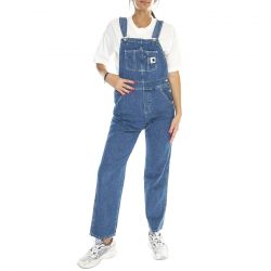 CARHARTT WIP-W' Bib Overall Straight Blue /stone washed - Saolpette Denim Jeans Donna Blu