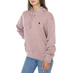CARHARTT WIP-W' Hooded Nelson Sweatshirt Glassy Pink / Garment Dyed - Felpa con Cappuccio Donna Rosa