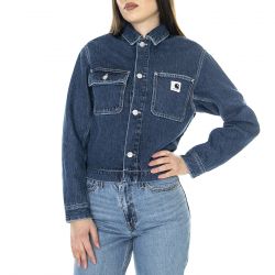 CARHARTT WIP-W' Rider Shirt Jac Blue Stone Washed - Giacca Estiva Denim Jeans Donna Blu
