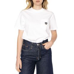 CARHARTT WIP-W' S/S Pocket Heart T-Shirt White / Black - Maglietta Girocollo Donna Bianca