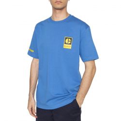 CAT-Block Logo T-Shirt Skydiver - Maglietta Girocollo Uomo Blu