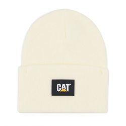 CAT-Cat Label Cuff Beanie Cream - Cappellino a Cuffia Bianco