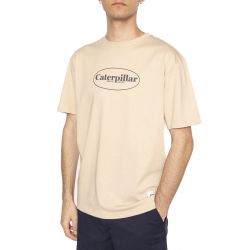 CAT-Caterpillar Oval T-Shirt Ivory Cream - Maglietta Girocollo Uomo Beige