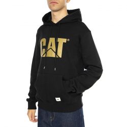 CAT-Logo Hoodie Black - Felpa con Cappuccio Uomo Nera