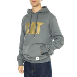 CAT-Logo Hoodie Stormy Weather - Felpa con Cappuccio Uomo Grigia