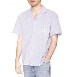 CAT-Short Sleeve Striped Shirt - Camicia Maniche Corte Uomo Blu