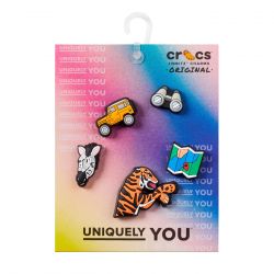 CROCS-Safari 5 Pack - Set di Charm Multicolore per Calzature Crocs