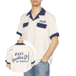 Deus Ex Machina-Diablo Bowling Shirt Dirty White - Camicia Maniche Corte Uomo Beige