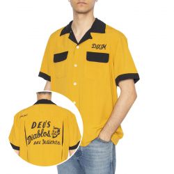 Deus Ex Machina-Diablo Bowling Shirt Golden Yellow - Camicia Maniche Corte Uomo Gialla