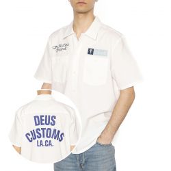 Deus Ex Machina-Forecourt Shirt Vintage White - Camicia Maniche Corte Uomo Bianca