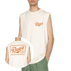 Deus Ex Machina-Phase Muscle Dirty White - Canotta Girocollo Uomo Bianca