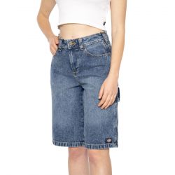 Dickies-Carpenter Denim Jort W Rinsed Fade - Bermuda Denim Jeans Donna Blu