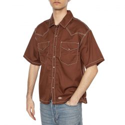 Dickies-Dickies River Ranch - Camicia Maniche Corte Uomo Marrone-DK0A4Z7MK471